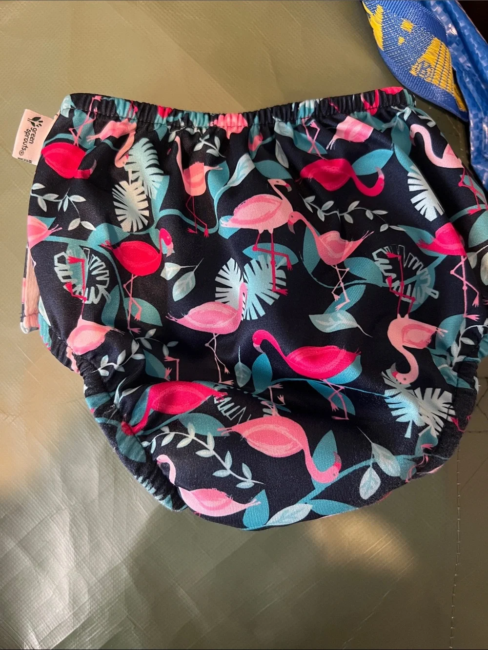 Sweet Pea Navy Swim Diaper Cover with Pink & Teal Flamingos